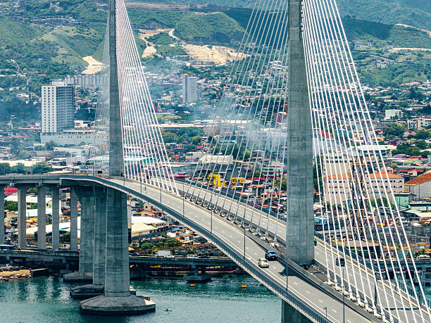 istock Cebu Cable-Stayed Bridge Over Port Cityscape In Philippines 2255375840