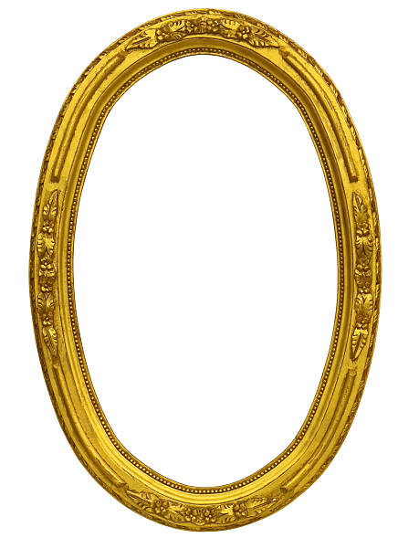 istock Ornate gold oval picture frame with transparent background 2255379948