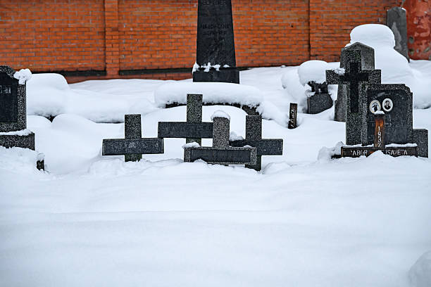The Cemetery of Meiringen in the Bernese Oberland captured during winter season.