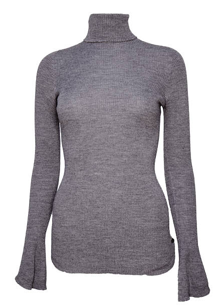 istock Grey Ribbed Knit Turtleneck Sweater Isolated on White Background 2255390762