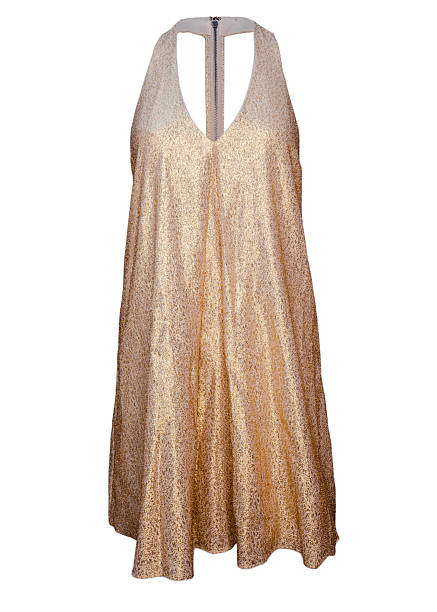 istock Gold Metallic Halter Neck Evening Dress Isolated on White Background 2255390796