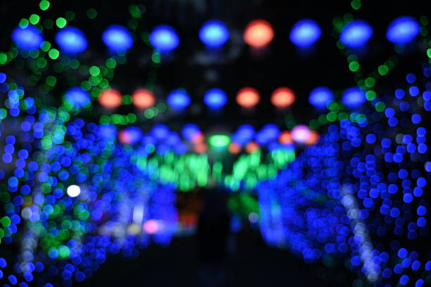 Blur and bokeh effects on red, green, blue backgrounds