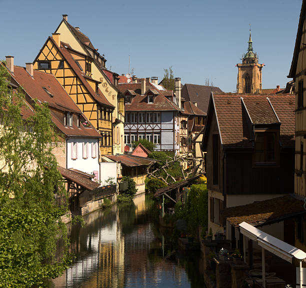 Street-view of the mediaeval Alsatian town on a sunny, Spring day