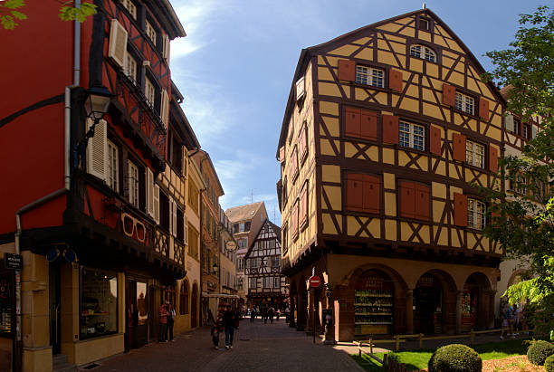 Street-view of the mediaeval Alsatian town on a sunny, Spring day