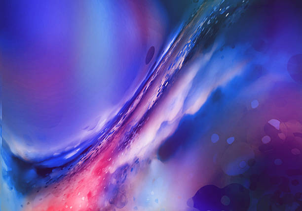 Vivid blue purple abstract background with a splash of light, dots, and particles that create a dynamic, energetic mood. Ideal for technology, science, and creative project visuals.