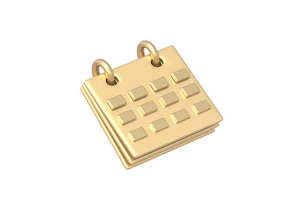 Golden calendar isolated on white background. 3d render