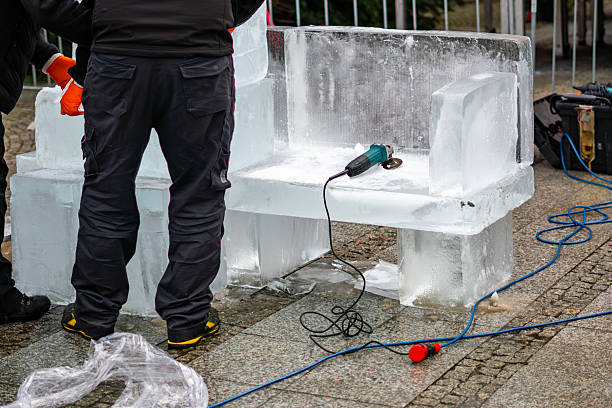 Zigmunds Vilnis, sculptor and part of the Latvian team, is working on his snow artwork titled “Anniversary melody” at the Snow Sculpture Festival in San Vigilio and San Candido, that happens every year in January in Alto Adige, northern Italy