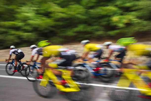 A fast-moving cyclists captured with the panning technique