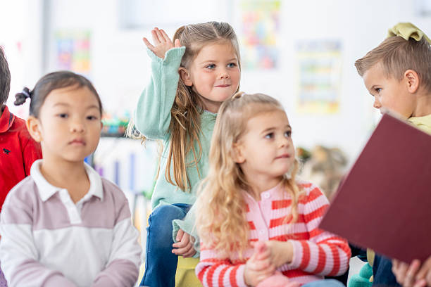 istock Diverse Group Of Children In Classroom Raising Hands For Answer During Activity 2255440270