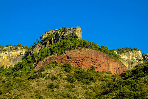 Siurana rock climbing area in Spain with steep limestone cliffs, rugged terrain, and panoramic valley views. Outdoor climbing environment showing sport routes, natural rock formations, adventure activity, high altitude landscape, and Mediterranean mountain scenery