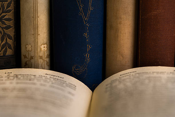 istock An open book rests in front of a row of old books. 2255444856