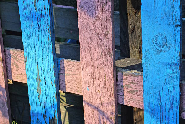 texture of pink blue wooden pine boards on the table