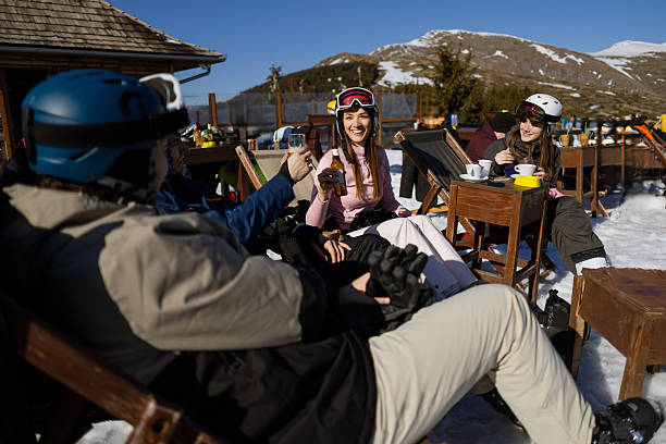 Sun Valley, Idaho, USA- January 27, 2023: The Roundhouse Express Gondola, Sun Valley ski resort, Idaho, with the town in the background.