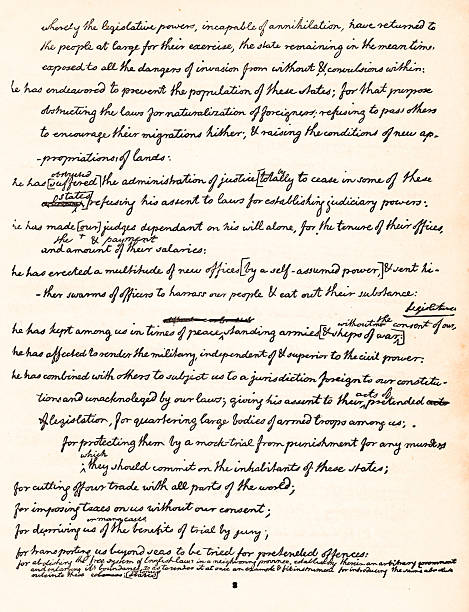istock Original Declaration of Independence Full Edited Copy Signed by Founding Fathers of United States, Philadelphia, Pennsylvania, Number 3 in a Series of 8, 18th Century  American History 2255468401