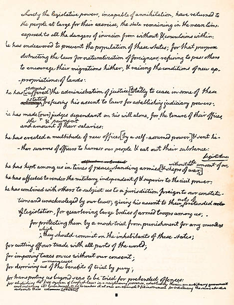 istock Original Declaration of Independence Full Edited Copy Signed by Founding Fathers of United States, Philadelphia, Pennsylvania, Number 4 in a Series of 8, 18th Century  American History 2255468408