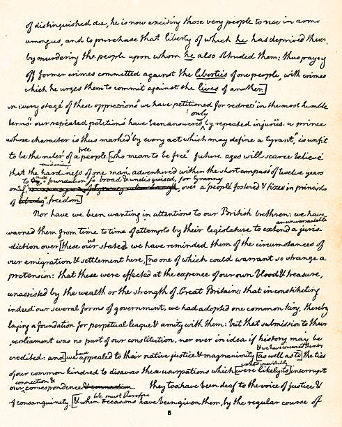 istock Original Declaration of Independence Full Edited Copy Signed by Founding Fathers of United States, Philadelphia, Pennsylvania, Number 5 in a Series of 8, 18th Century  American History 2255468413