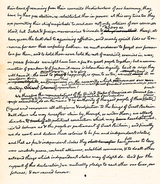 istock Original Declaration of Independence Full Edited Copy Signed by Founding Fathers of United States, Philadelphia, Pennsylvania, Number 6 in a Series of 8, 18th Century  American History 2255468432