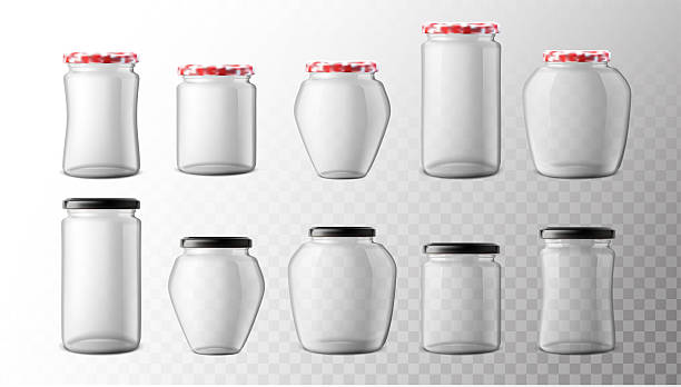 Glass jar one white  background. Horizontal composition with clipping path.