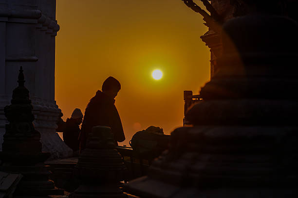 People walking around Swayambhunath Stupa in Kathmandu, Nepal, on January 01, 2026.