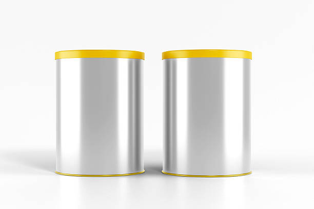 Open tin can on white background