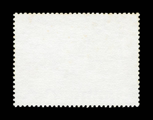 Blank postage stamp paper textured background isolated on black