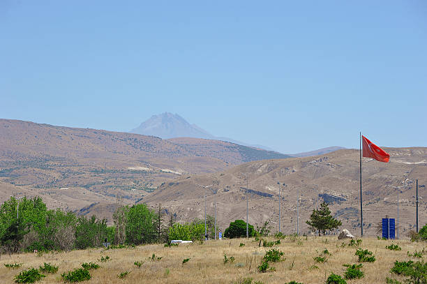 Urgup , Turkey - August 11, 2025: hView of Hasandag volcano in Cappadocia, Turkey