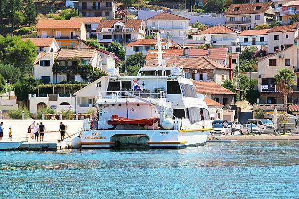 Jelsa, Croatia - August 23 2025: Split Ferry Boat in Jelsa, Hvar Island, Croatia