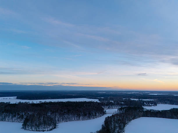 Awesome view at a rural landscape a frosty cold winter day