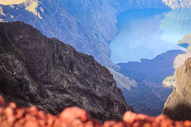 Lake Segara Anak on Mount Rinjani. A volcanic lake in the crater of the volcano