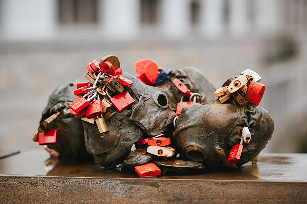 Hundreds of romantically loving inscribed padlocks