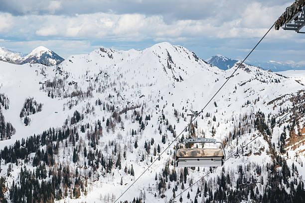 Nassfeld SKi resort, Austrian Alps. Snowboarding / Skiing concept.