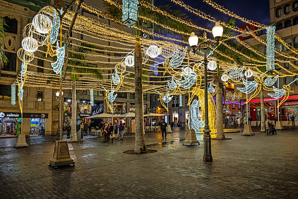 Giulianova, Province of Teramo, Italy - 29 august 2024: The seafront illuminated at night.