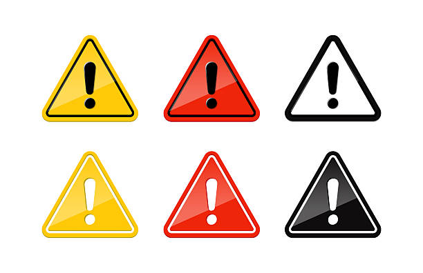 realistic vector icon set. Warning signs isolated on white background in yellow, red, black.