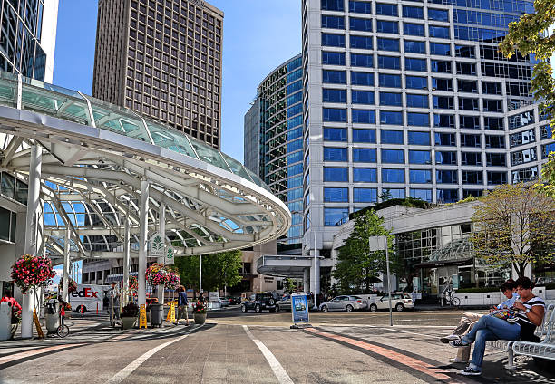 Glass office building entrance