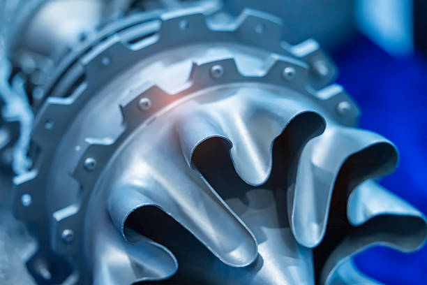 Jet engine against sky background