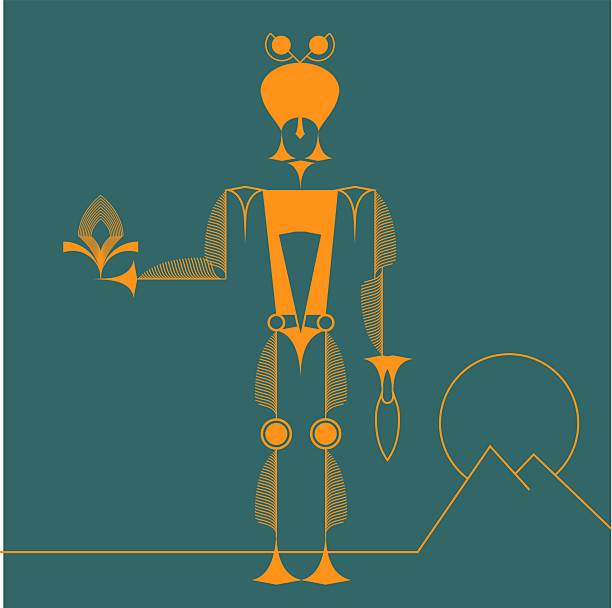 The Pharaoh and the pyramids. Stylization in the Art Deco style.