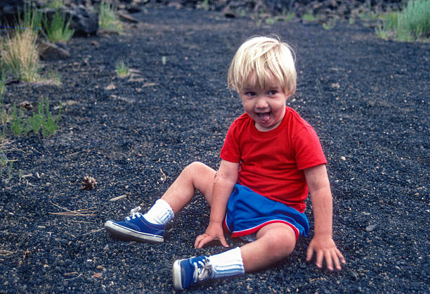 El Malpais NM - Boy on Lava Trail - 1990