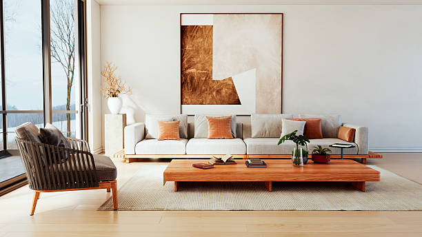 istock Large luxury modern bright interiors Living room mockup illustration 3D rendering image 2255563694