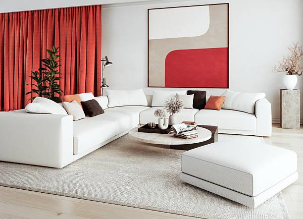 istock Large luxury modern bright interiors Living room mockup illustration 3D rendering image 2255563991