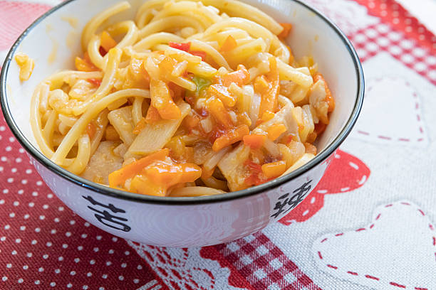 Sweet and sour pork noodles