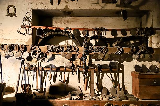 Blacksmith shop that produces horseshoes