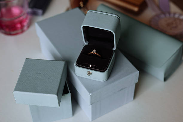 istock Marriage proposal concept with ring and two glasses of wine 2255584108