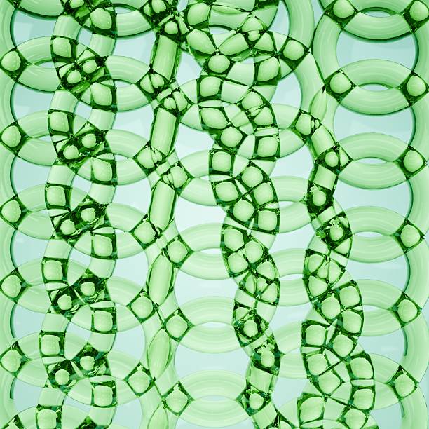 3d green abstract glass rings background