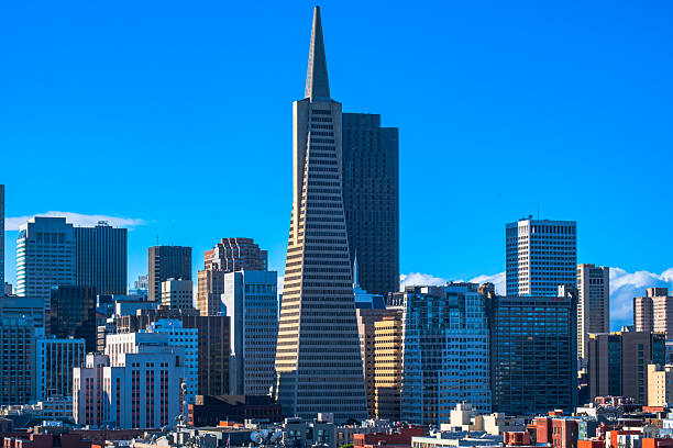 San Francisco, California - October 20, 2023: San Francisco skyline with iconic skyscrapers. Concept of urban development, architecture, and cityscapes in California.