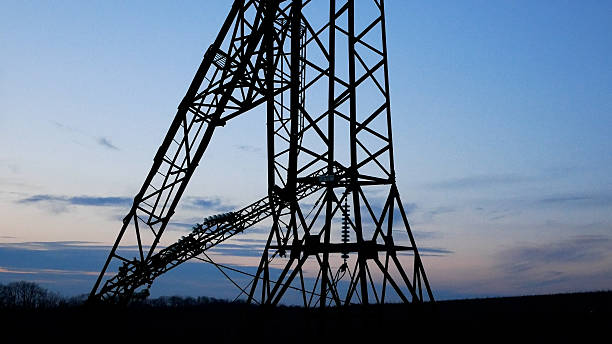 istock The support of a high-voltage line was destroyed against the background 2255596824