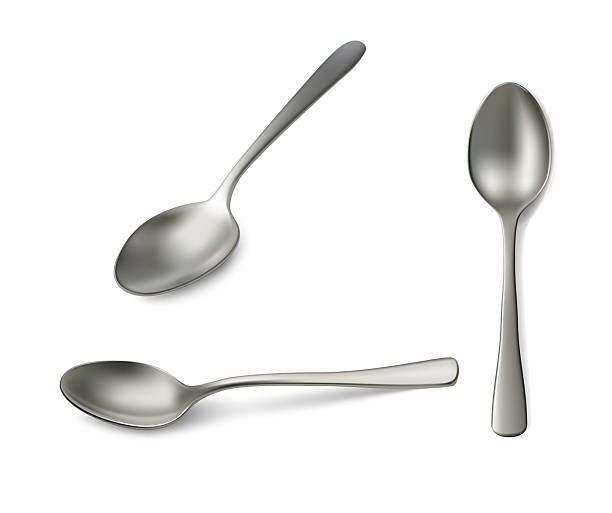 A stainless steel spoon with a smooth, polished finish, a gently curved bowl isolated on white background. Ideal for eating soups, stirring beverages, scooping soft foods in kitchens or dining areas