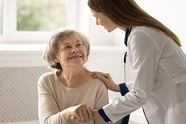 istock Smiling older woman get optimistic news after therapy 2255630489