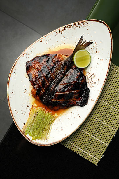 Japanese Style Grilled Whole Fish with Glaze and Lime