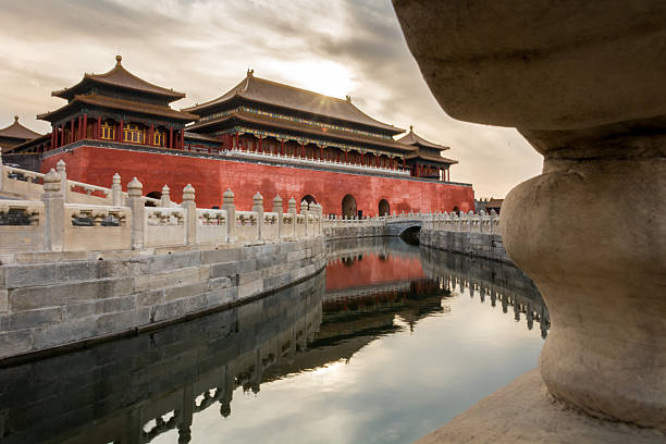 inside emperor palace museum gugong in beijing and water canal