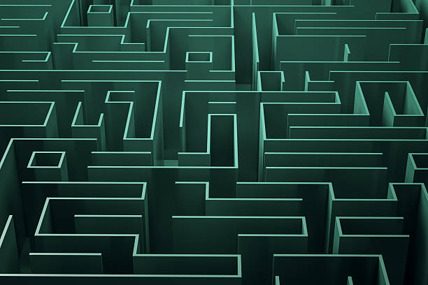 Labyrinth, 3d render. Path to find a solution.